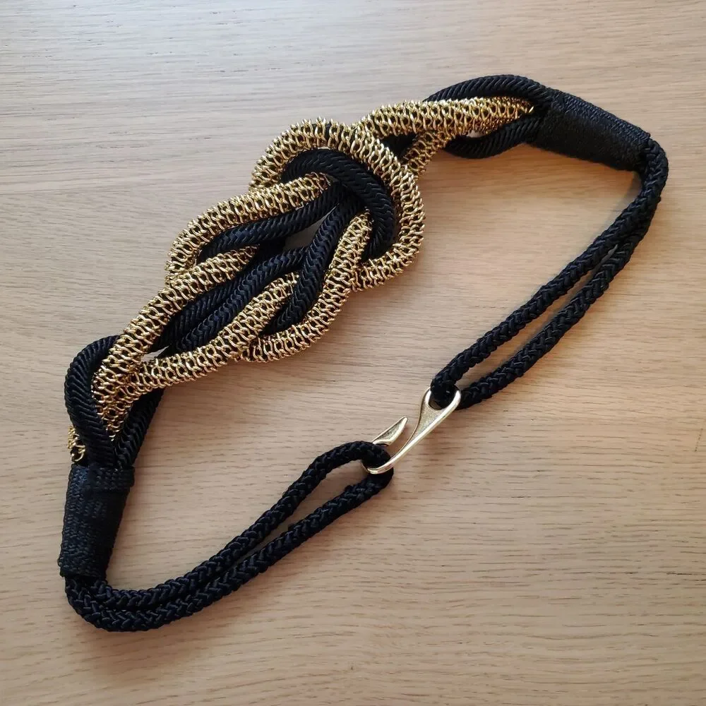 Vintage 80s Black and Gold Rope Belt
